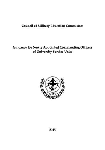 No. 2: Guidance for Newly Appointed Commanding Officers of University Service Units, 2015