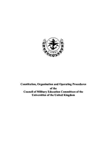 No. 1: Constitution, Organisation and Operating Procedures, 2008
